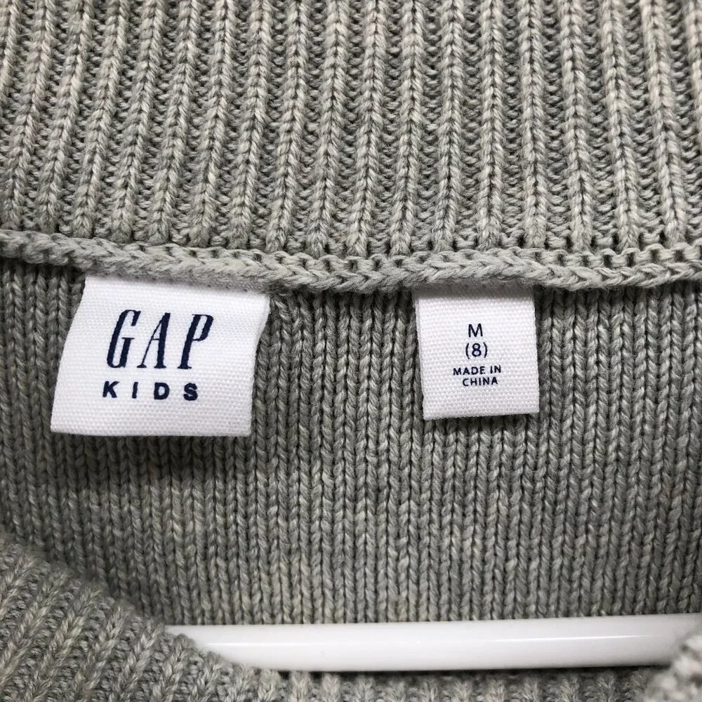 Gap Kids Girls Size 8 (M)‎ Poncho Sweater Cotton Light Gray Pullover Cable